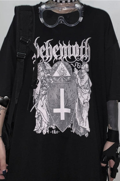 Gothic Retro Graphic Print Oversized T-Shirt
