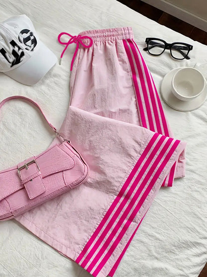 Retro Four-Stripe Straight Leg Pants