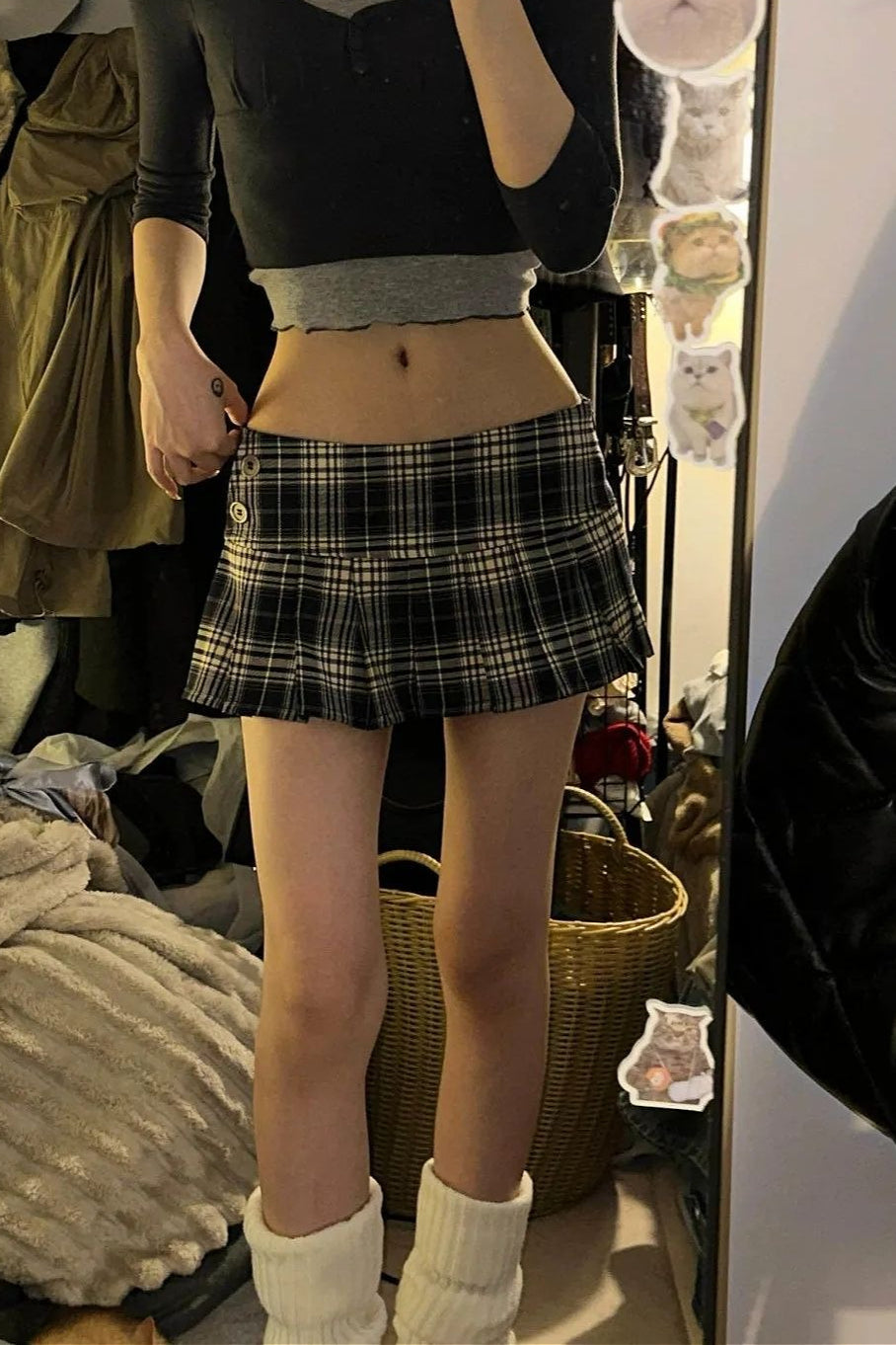 Y2K Punk Low-Waist Plaid Skirt