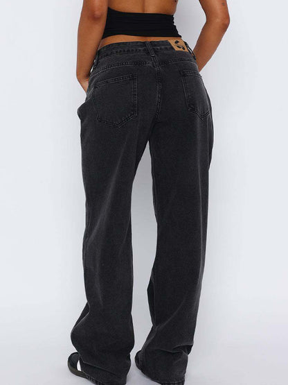 Versatile Simple Midriff Boyfriend Jeans