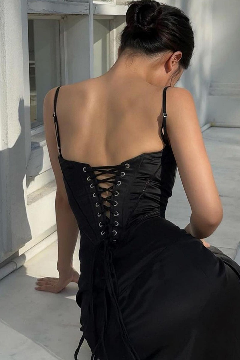 Sexy Cami Slim Fit Back Tie Long Prom Dress