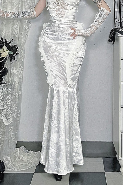 Lace Pearl Mermaid Maxi Skirt