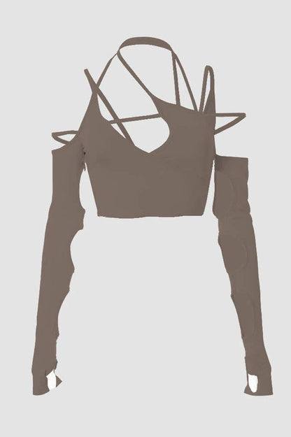 Phased Out Cut Out Cropped Top