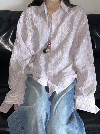 Striped Print Long Sleeves Shirts