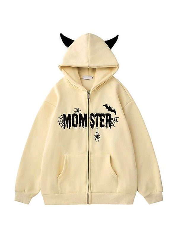 Street Spider Embroidered Devil Styling Oversized Hoodie