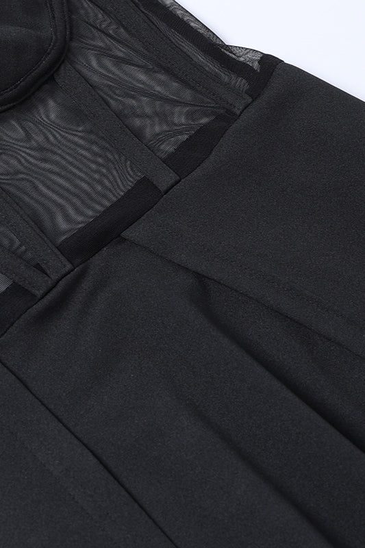 Knitted Strapless Waist Cinched Split Maxi Dress