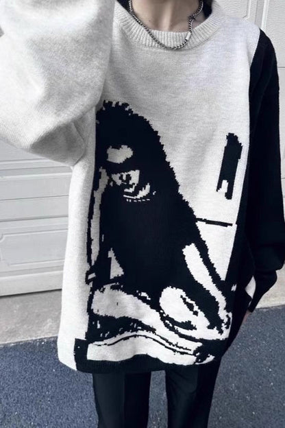 Streetwear Faux Mink Guitar Knit Sweater