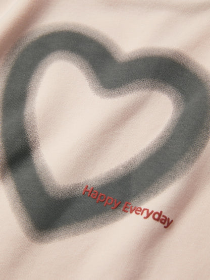 Blurred Heart Print Raglan Long Sleeve Tee