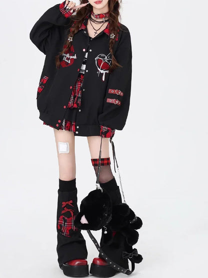 Contrast Color Print Loose Jacket