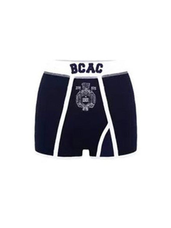Vintage Print Contrast Splice Shorts