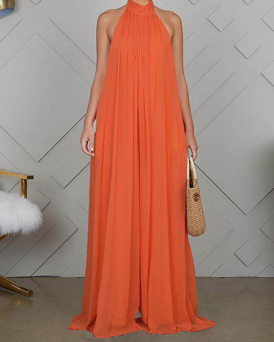 Sleeveless Chiffon Loose Open-Back Jumpsuit