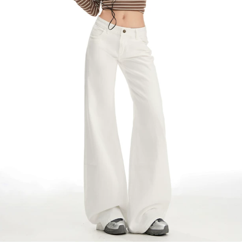 Solid button pocket zip-up low rise jeans | Baggy Low Rise Jeans  | Festival Outfits Women