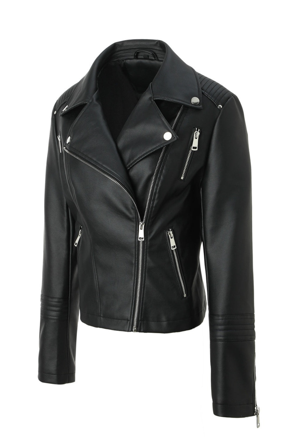 PU Leather Vintage Moto Plus-size Jacket