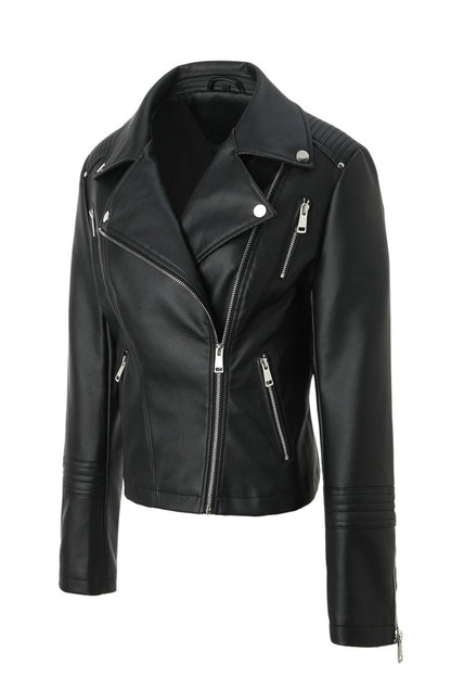PU Leather Vintage Moto Plus-size Jacket