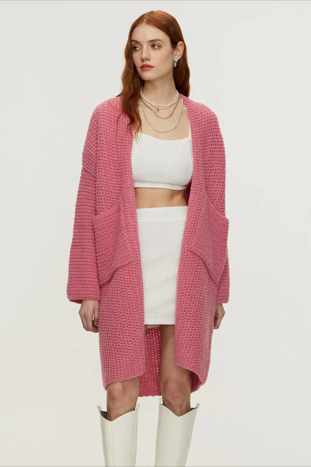 Longline Cable Knit Cardigan