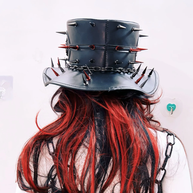 Skull rivet applique metal chain hat  | Festival Outfits Women