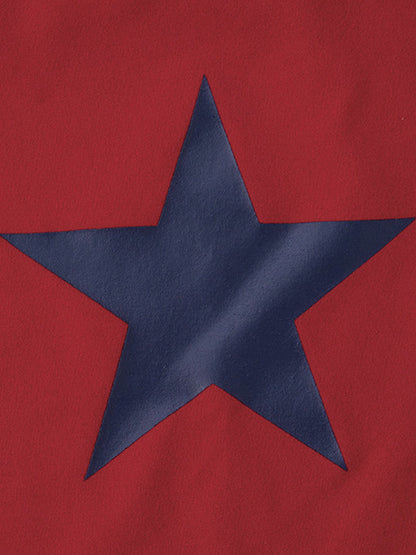 Red Y2k One Shoulder Star Long Sleeve Tee