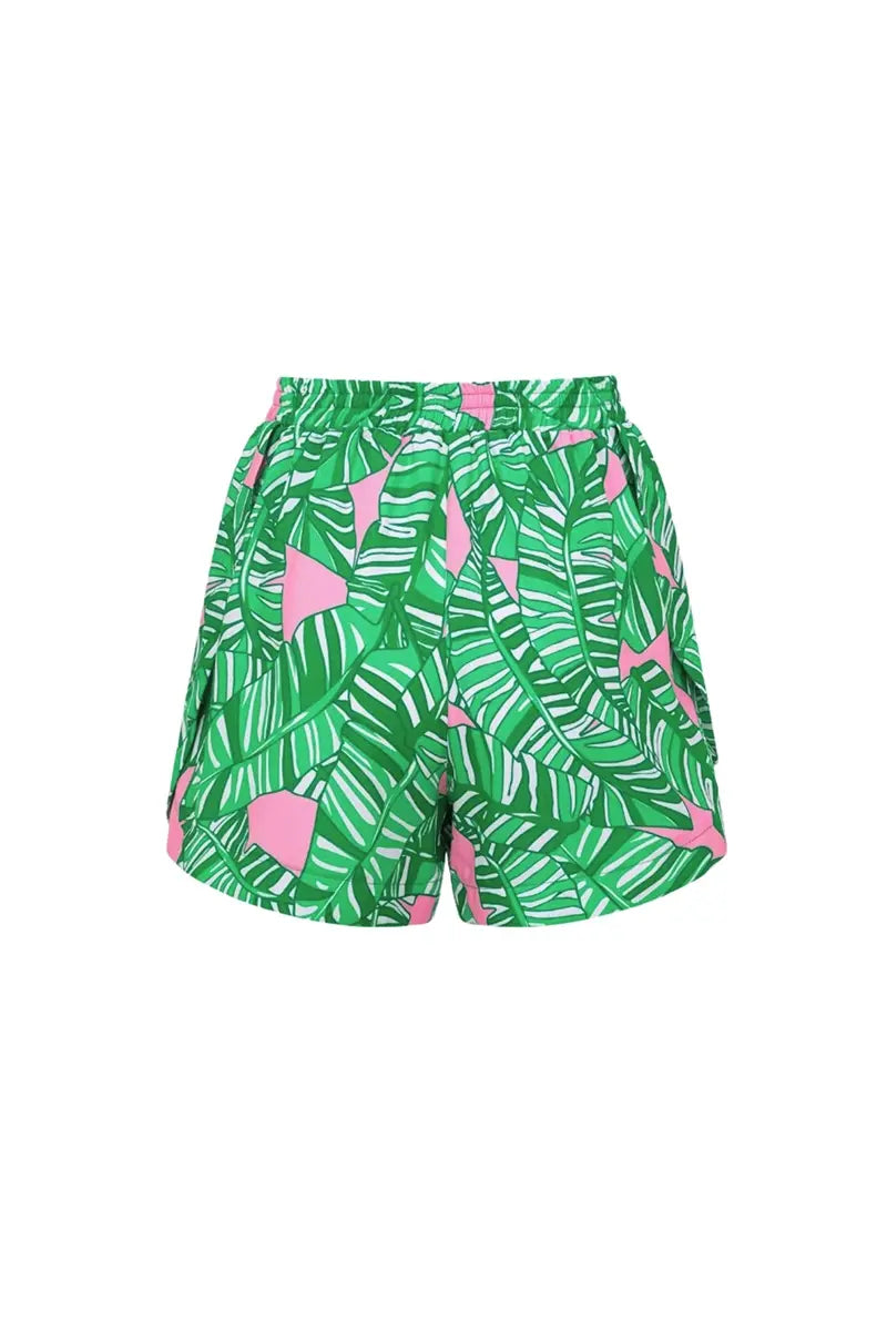 Traje de baño de una pieza con estampado de volantes verdes