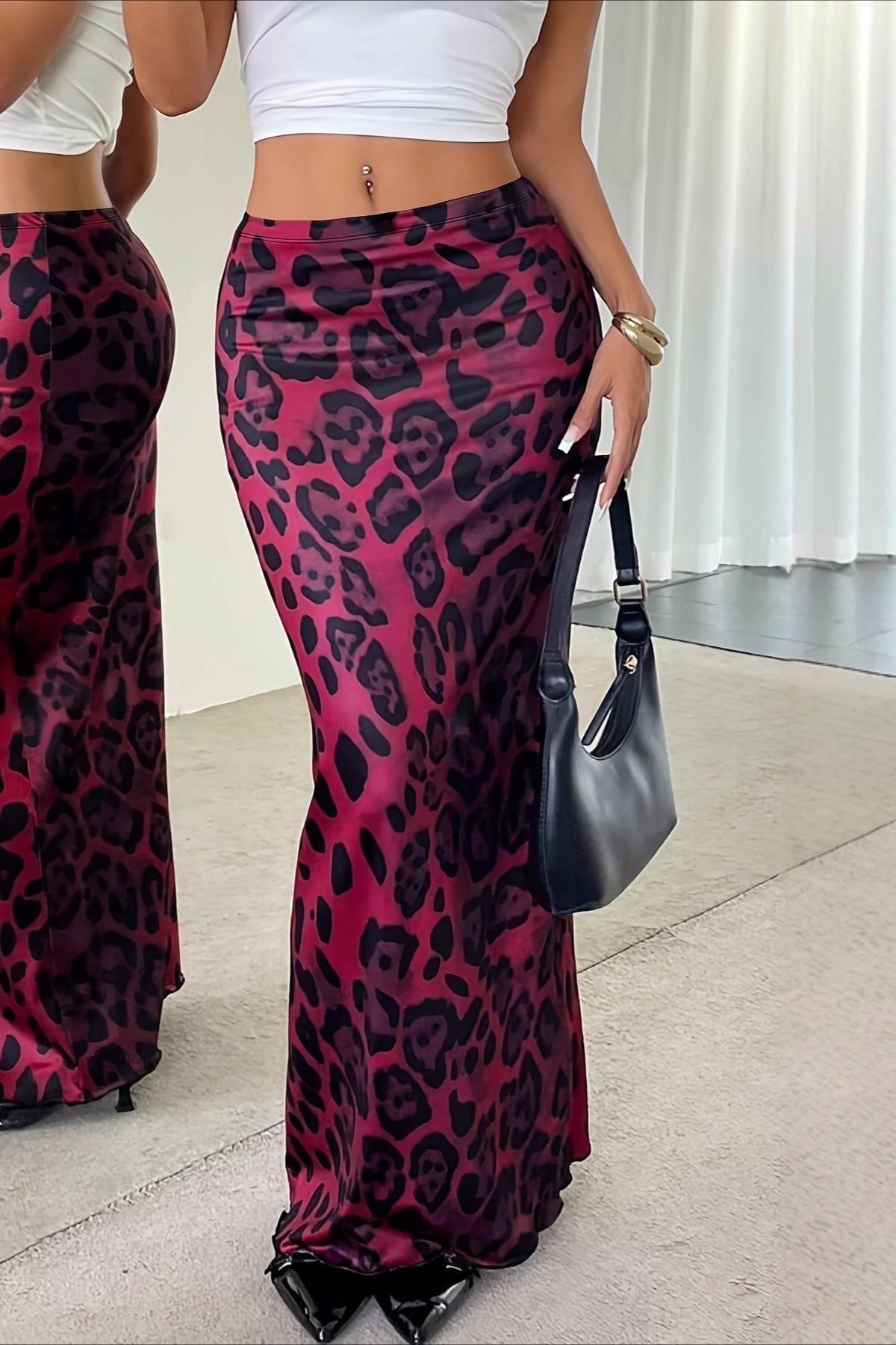 Leopard Print Digital Maxi Skirt