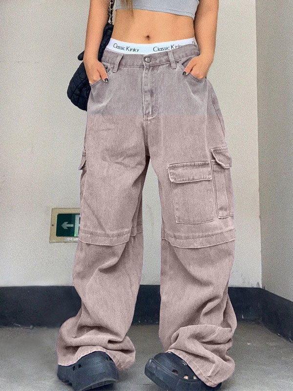 Retro Purple Big Pocket Cargo Jeans