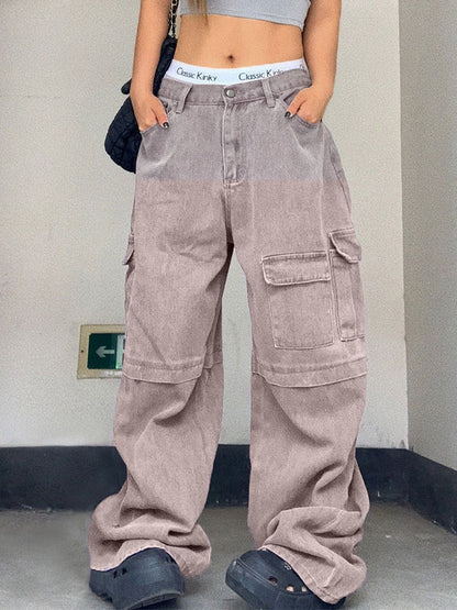 Retro Purple Big Pocket Cargo Jeans