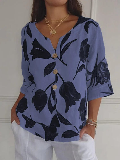 Thalassa - Blusa con escote en V - Elegante - Estilo atemporal - Ropa para el día a día