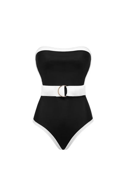 Traje de baño de lujo en blanco y negro con contraste