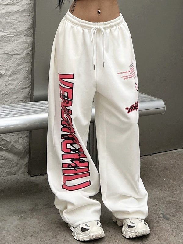 Contrast Color Print Loose Sweatpants