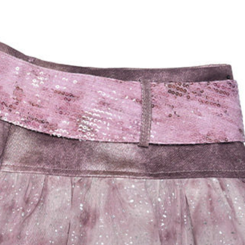 Irregular A line denim glitter mini skirt  | Festival Outfits Women