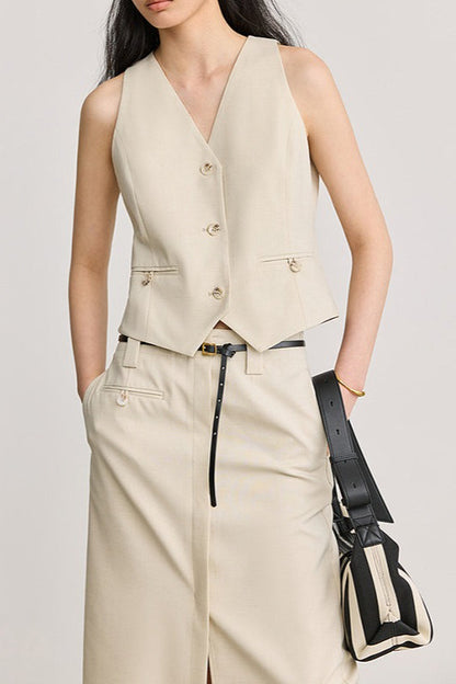 Classic V Neck Sleeveless Waistcoat Tank Top