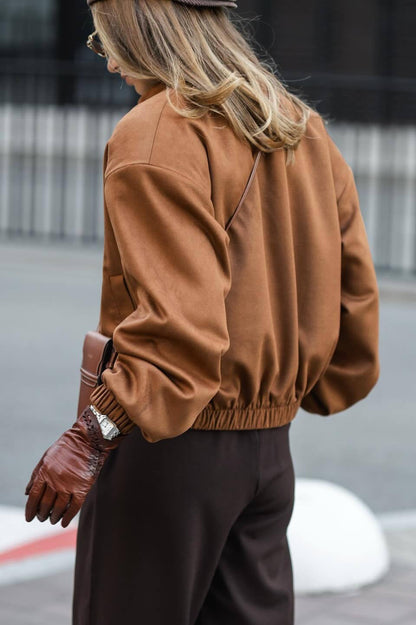 Zipper Suede Warm Street-Style Jacket