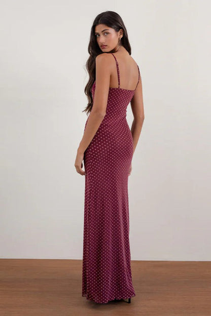 Sexy Backless Polka Dot Cami Maxi Dress