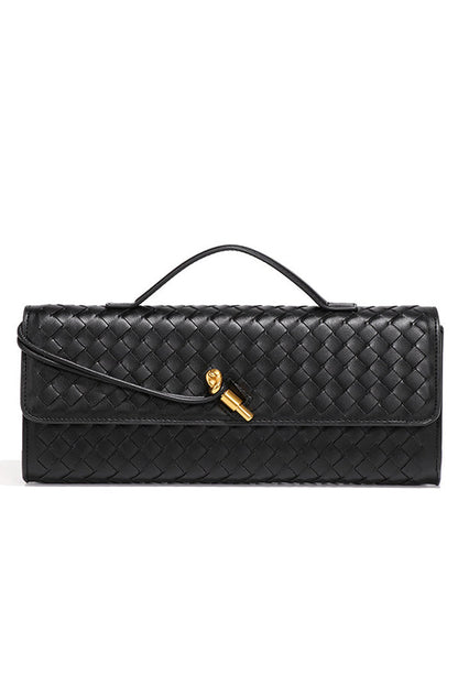 Woven Soft Leather Horizontal Square Accordion Bag