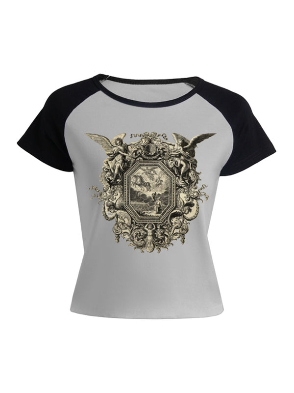 Raglan Sleeves Printed Short Sleeve Tee