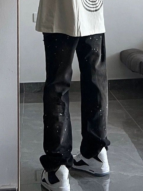 Old Black Splash Ink Boyfriend Jeans