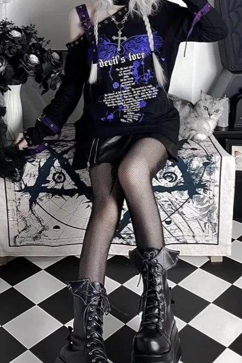 Y2K Harajuku Punk Off Shoulder Knit Top