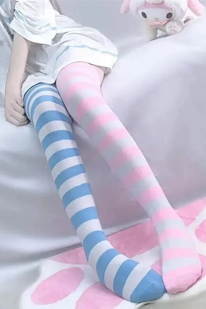 Fashionable Gothic Striped Long Calf Socks