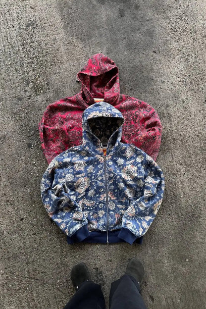 Gothic Full Pattern Printed Zipper Hoodie