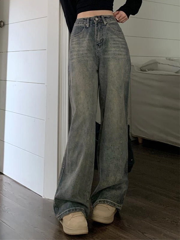 Washed Distressed High Rise Boyfriend Jeans