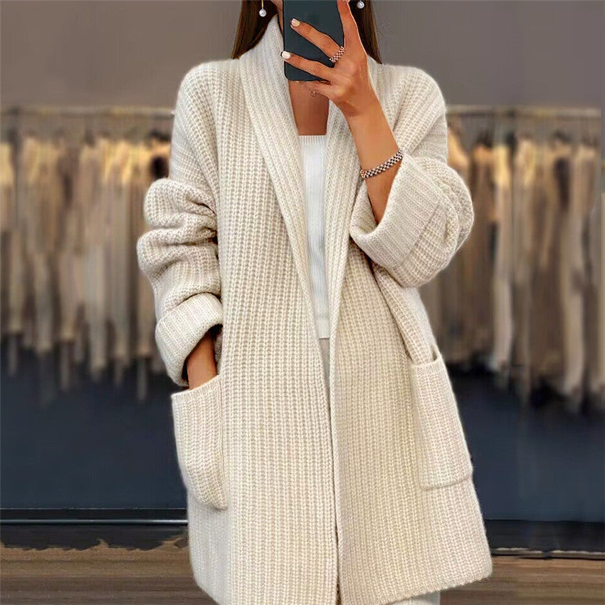 Women's Casual Long Knit Cardigan with Large Pockets | Ideal for Autumn/Winter