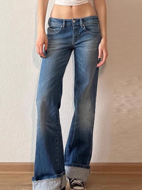 Low Rise Washed Bootcut Jeans