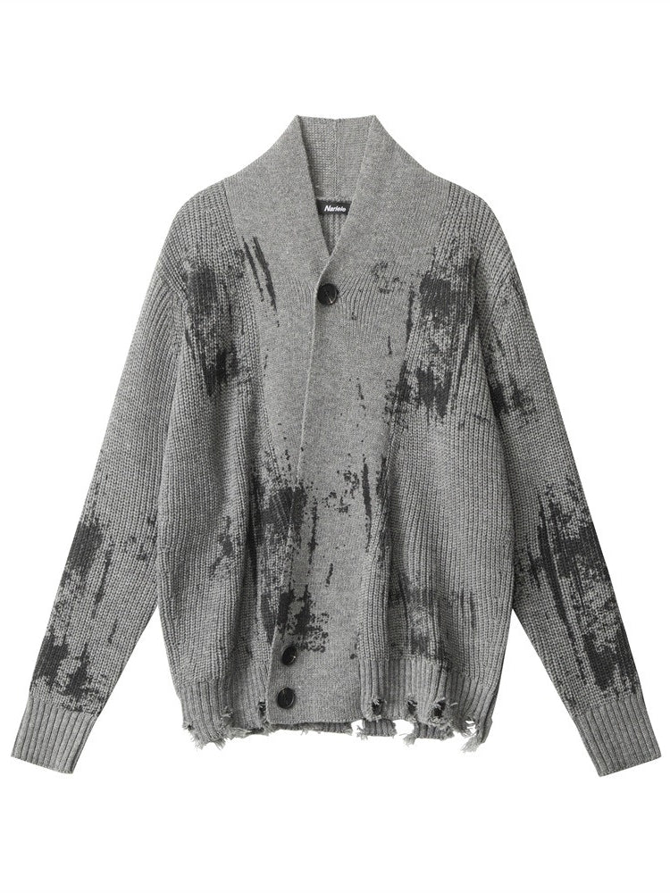 Gothic Tie-Dye Stand Collar Cardigan Sweater