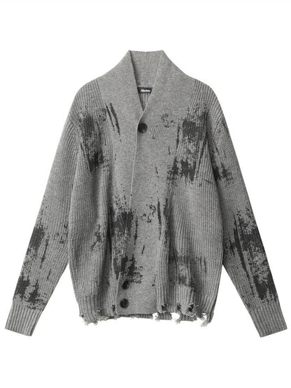 Gothic Tie-Dye Stand Collar Cardigan Sweater
