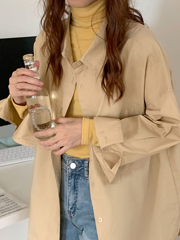 Solid Color Versatile Loose Long Sleeve Blouse