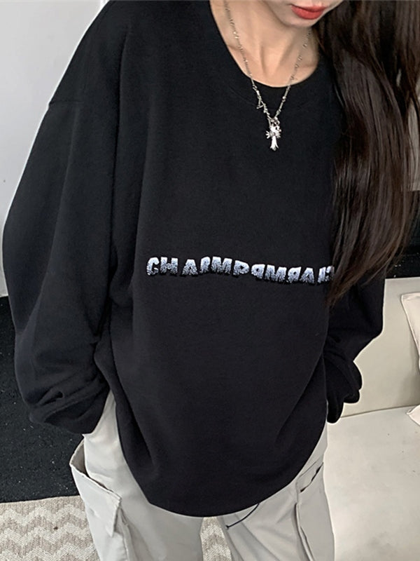 Simple Letter Print Loose Sweatshirt
