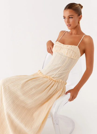 Jacinda Drop Waist Maxi Dress - Cream