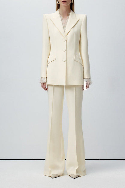 Beige Lace Waist Blazer
