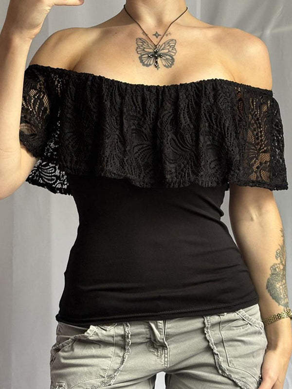 Lace Panels Short Sleeve