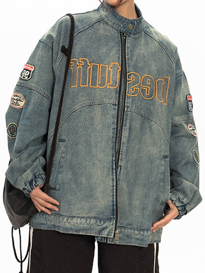 Badge Embroidery Patchwork Jacket