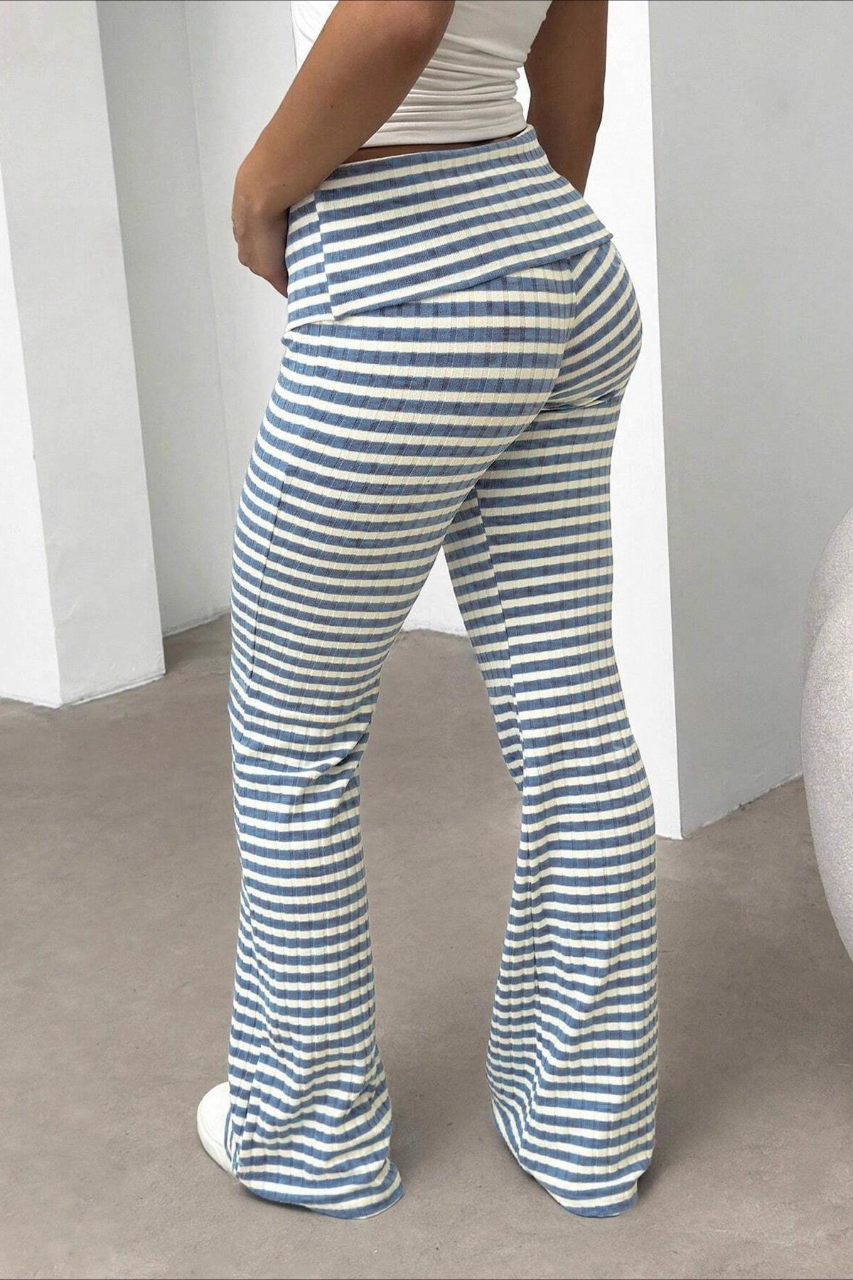 Casual Slim Stripe Flare Pants